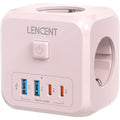 LENCENT 7-in-1 EU Plug Wall Socket Extender with 3AC Outlets+ 2 USB-A+2 USB-C Cube Socket On/Off Switch Adapter for Home