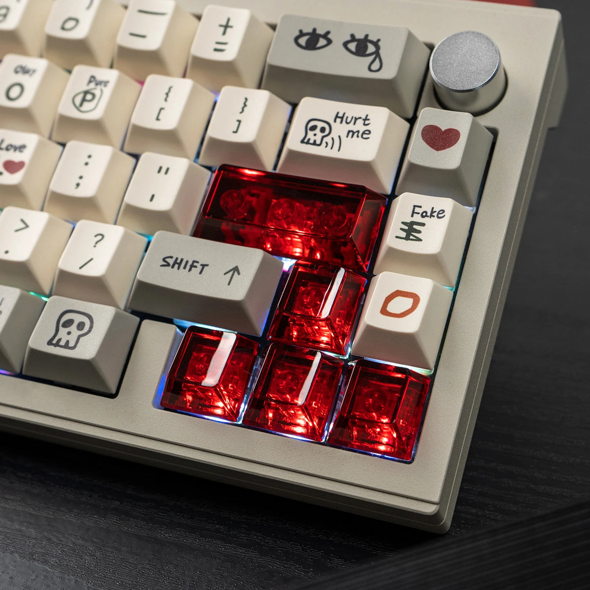 Red Transparent Keycap 10 Key Cherry Profile PC Keycap Space Bar 6.25U ESC Enter Shift Key Custom Keycap for Mechanical Keyboard