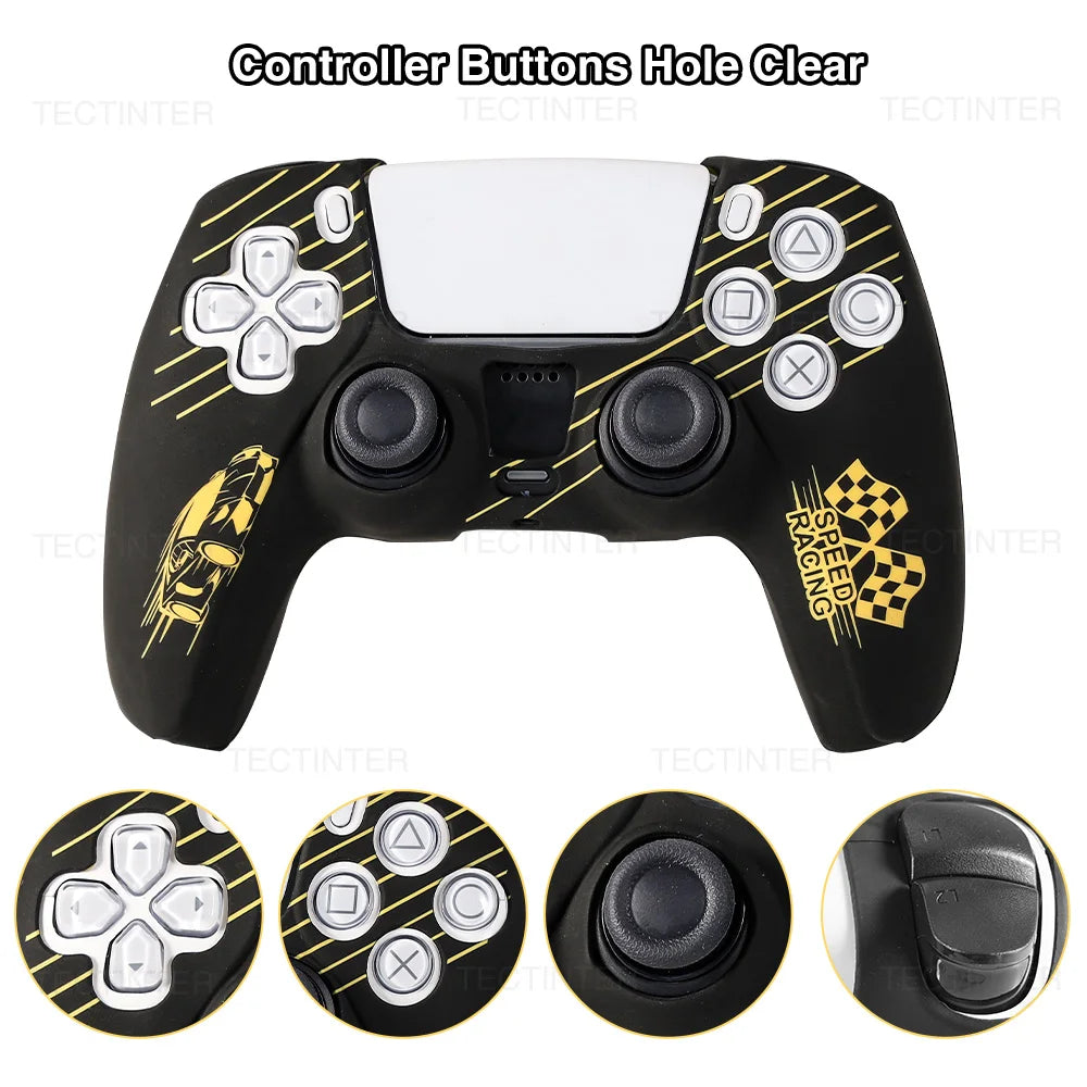 Protective Cover Skin for Playstation 5 Controller Anti-slip Silicone Case for PS5 Slim Gamepad Cover Thumb Grips Accessories