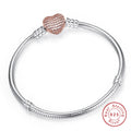 Big Sale Fine DIY Bracelet Bangle for women Silver Color Heart Clasp Snake Chain Fit Bead Bracelet Jewelry