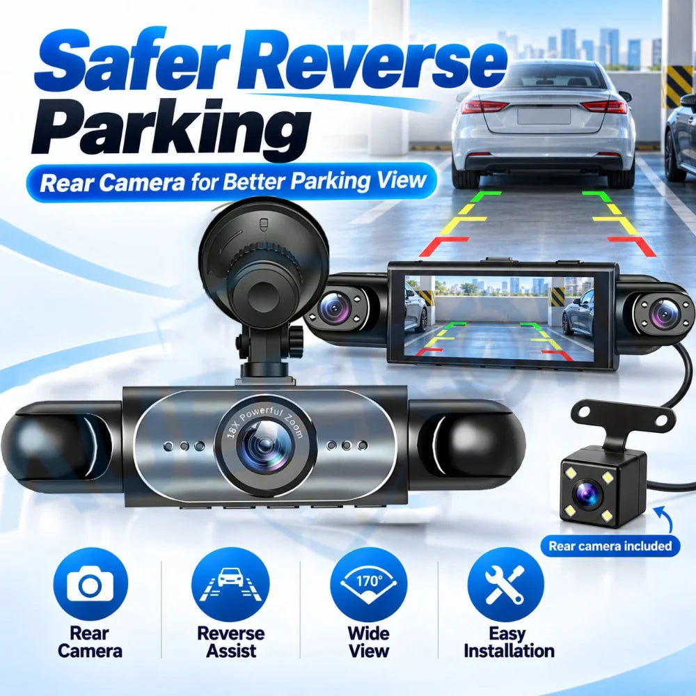 4 Channel Dash Cam 360° Car Video Recorder Black Box with Night Vision 24/7 Parking Monitor G-Sensor Loop Recording Auto Parts