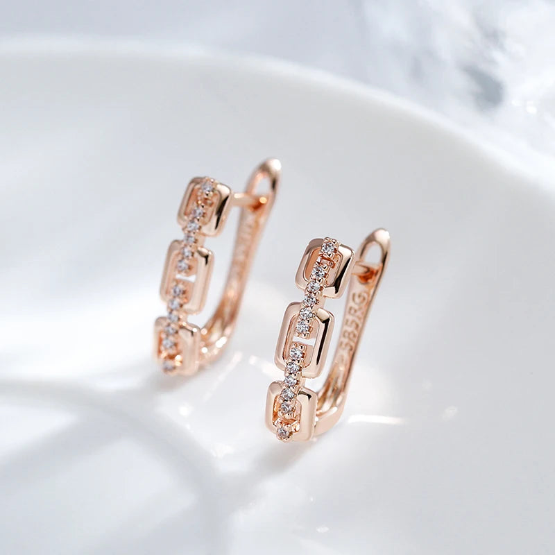JULYDREAM Personality Chain Design Inlay White Zircon Gold Color Earrings for Women Party Wedding Jewelry Fashion Accessories