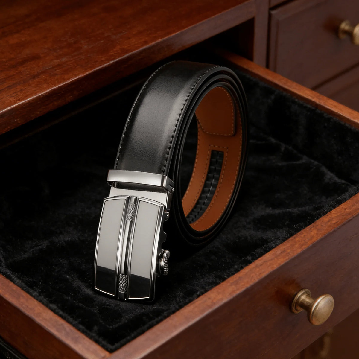 Men's Automatic Genuine Leather Luxury Belt Metal Automatic Buckle Male Waistband Designer High Quality Black Brown Waist Belts