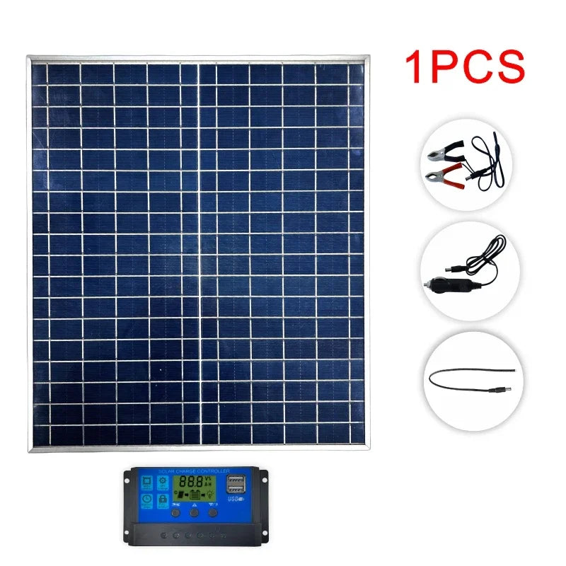 500W 1000W Solar Panel Kit Complete 12V Polycrystalline Power Portable Outdoor Rechargeable Solar Cell Solar Generator for Home