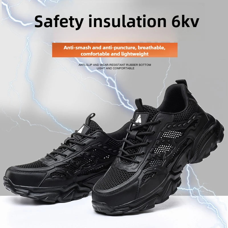 summer breathable safety shoes lightweight work shoes for men women working boots with plastic toe insulation 6KV work sneakers