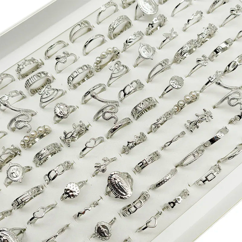 30pcs/Lot Factory Wholesale Dropshipping Antique Design Finger Rings Set Mix Style Women All Match Gift Party Bar Decorate Girl
