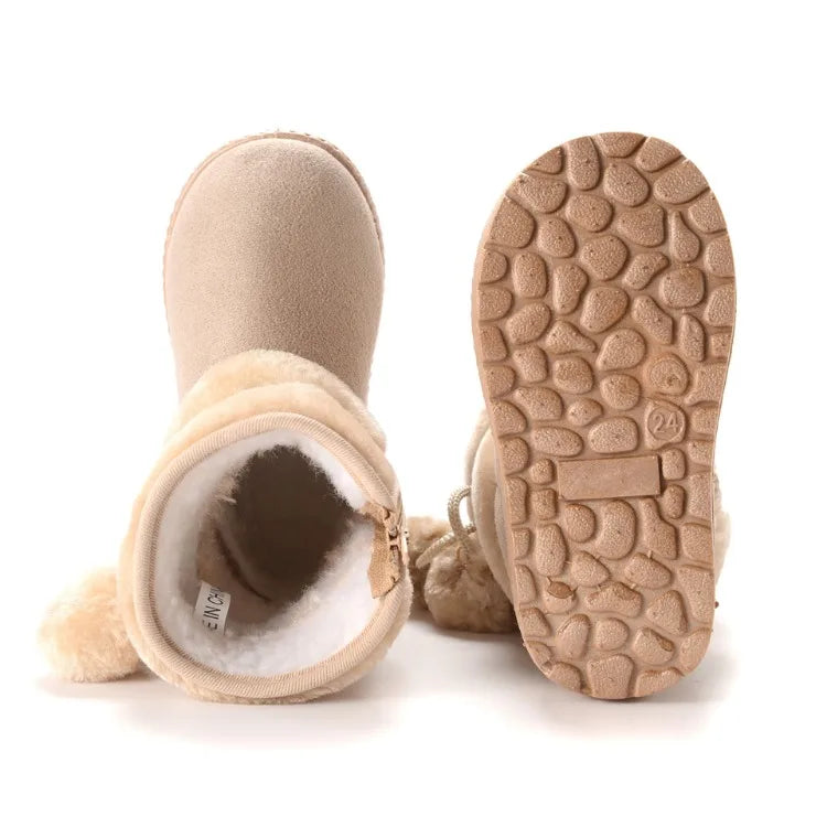 New Girls Snow Boots Winter Comfortable Thick Warm Kids Boots Lobbing Ball Thick Children Autumn Cute Boys Boots Princess Shoes