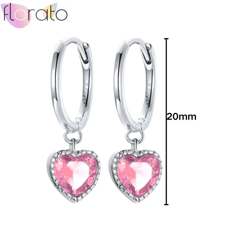 925 Sterling Silver Ear Buckle Retro Metal Heart Pendant Hoop Earrings for Women CZ Huggie Earrings Fashion Females Jewelry