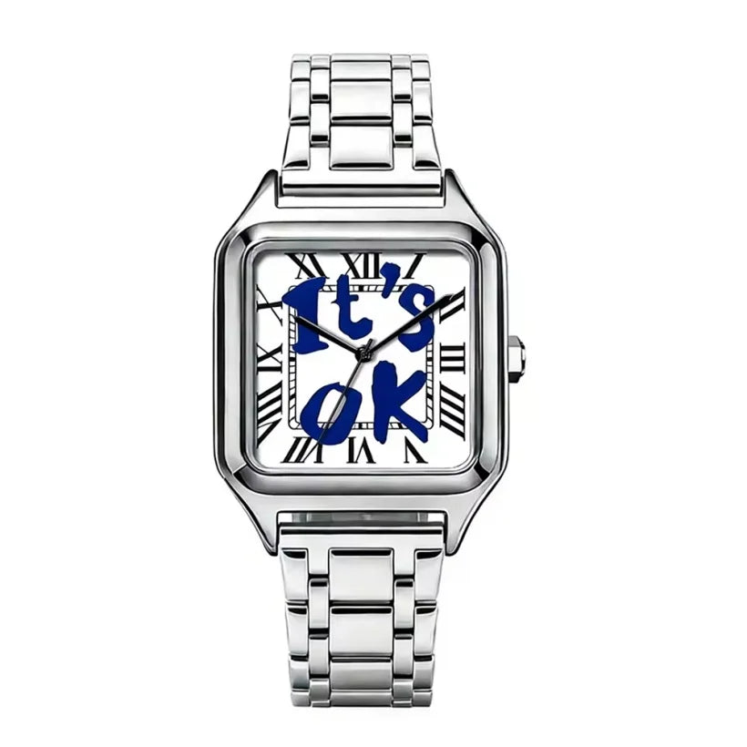 2026 New Creative "Time Is Money" Men's Watch Square Luxury Quartz Watch Graffiti Dial Streetwear Relogio Masculino Hip Hop