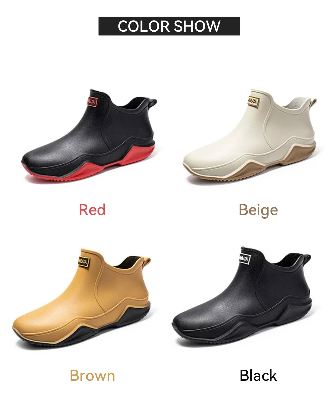 Fashionable Men & Women’s Ankle Rain Boots Anti-Slip Waterproof Shoes Work Boots Suitable For Summer & Winter Rainy & Snowy Day