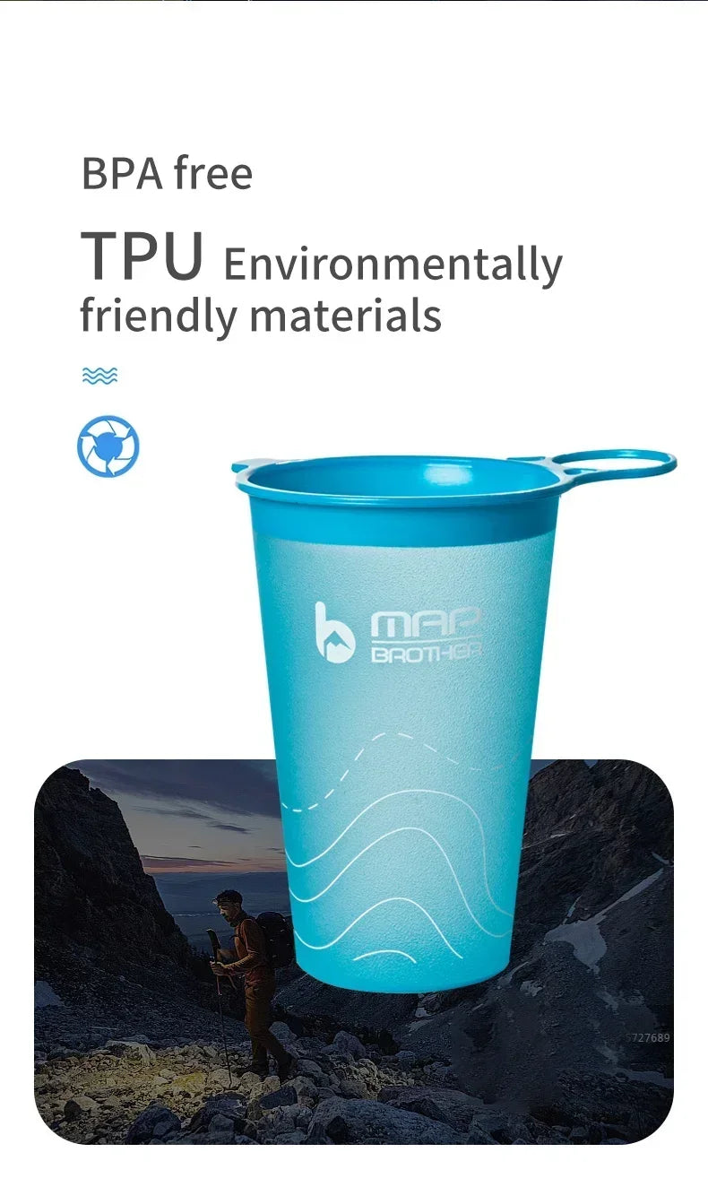 MAP BROTHER 200ml Foldable Soft Flask TPU Squeeze Outdoor Sport Running Water Bottle for Running Hiking Cycling Climbing Durable