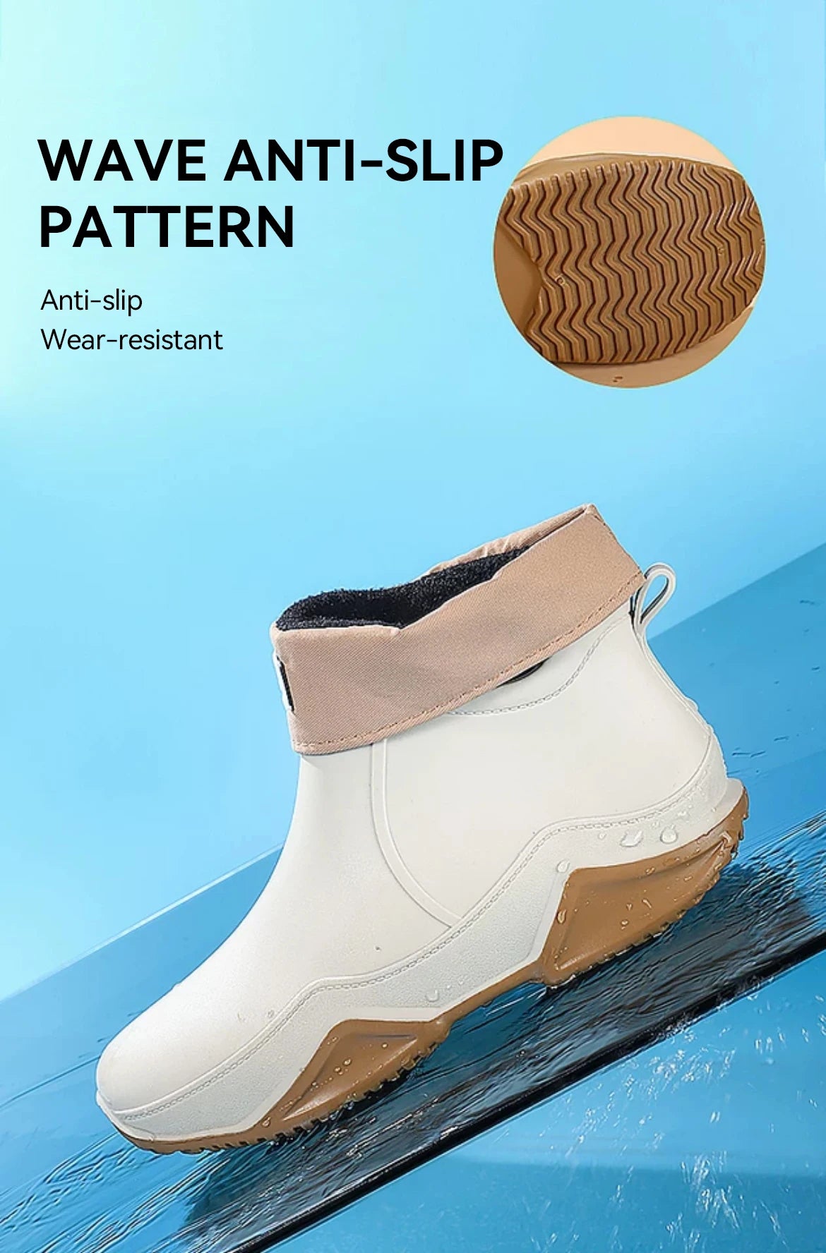 Fashionable Men & Women’s Ankle Rain Boots Anti-Slip Waterproof Shoes Work Boots Suitable For Summer & Winter Rainy & Snowy Day
