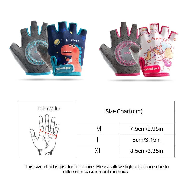 GTUBIKE Half-Finger Kids Sport Bike Gloves - Non-Slip Fingerless Kids Cycling Climbing Gloves for Boys and Girls Age 2-12