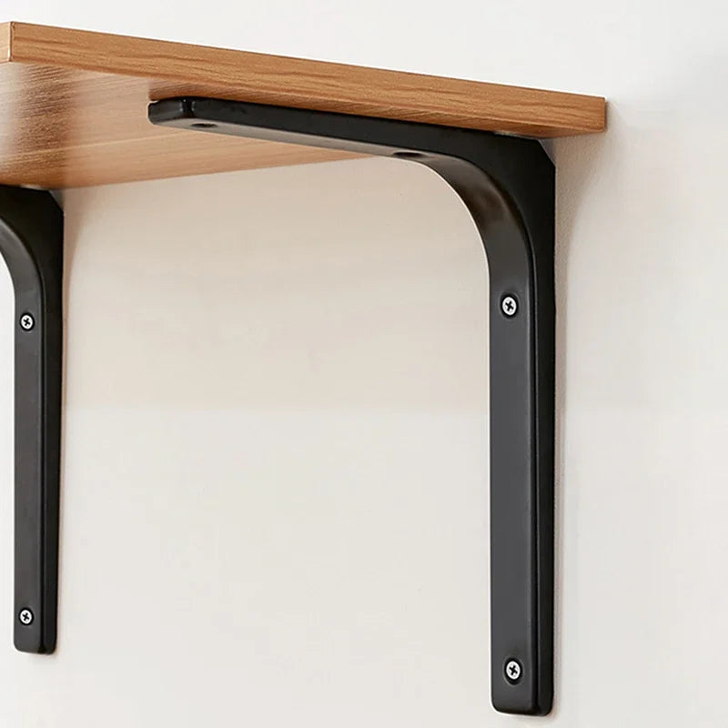 L-Shaped Floating Shelf Brackets - Heavy Duty Stainless Steel Wall Mount, Black/White Modern Industrial Supports
