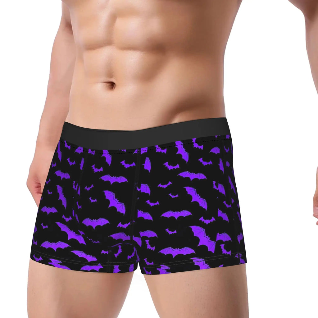 Dark Purple Chaos Abstract Texture Shorts Briefs  Underwear Quality Men's Sexy Soft Trunk Design Large Size Underpants