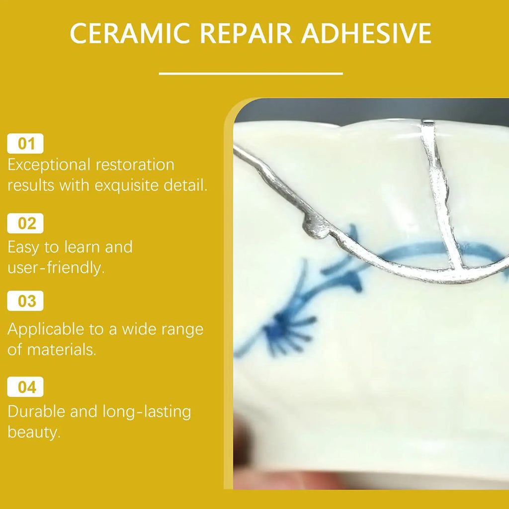 Porcelain Repair Kit Ceramic Glue Repair Adhesive Kit Waterproof Adhesive for Saucers Vases Sculptures Bowl Toilet Plate