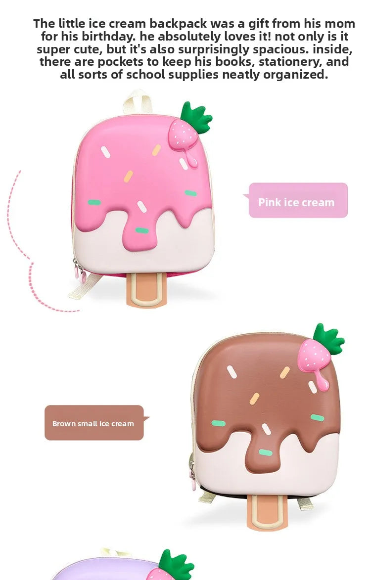 Ice Cream Children's Backpack Fashion Princess Schoolbag Kindergarten Baby Shoulders Bag 3D Cute Bookbag Kids Birthday Gifts