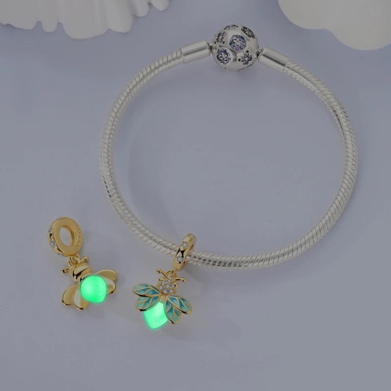 Original 925 Sterling Silver Charm Bead Golden Series Zircon Pendant Fit Original Bracelet Necklace For Women DIY Jewelry Gift
