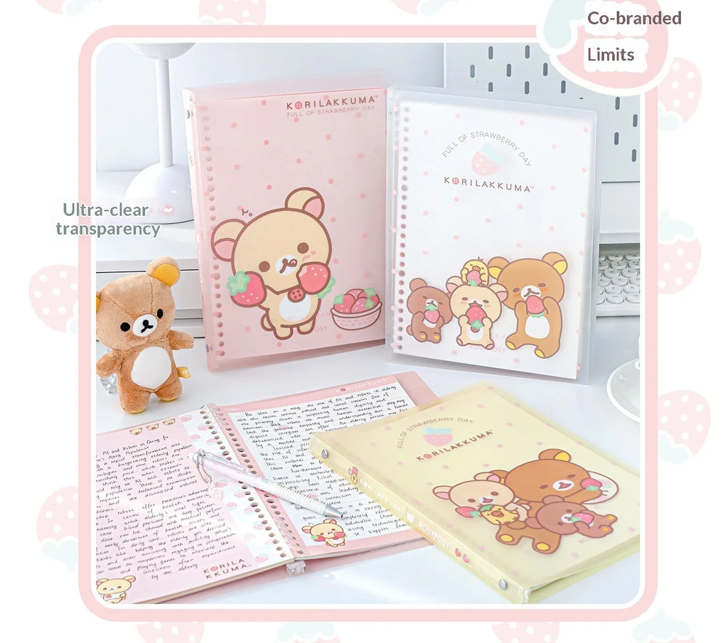 In Stocks RosyPosy Korilakkuma Loose Leaf Notebook Cute Strawberry Pattern B5 Refillable Journal For Study Office Daily Planning