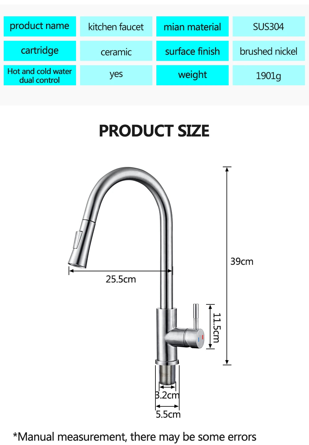 Black Kitchen Faucet Flexible Pull Out 2 Modes Nozzle Hot Cold Water Mixer Tap Deck Mounted Sprayer and Stream SUS 304 Faucets