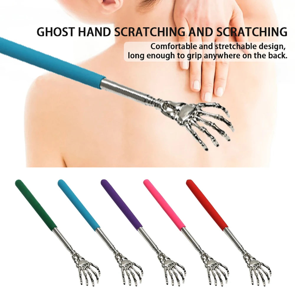 1PC Extendable Back Scratcher Stainless Steel Portable Telescopic Rubber Handle Back Scratchers For Halloween Christmas