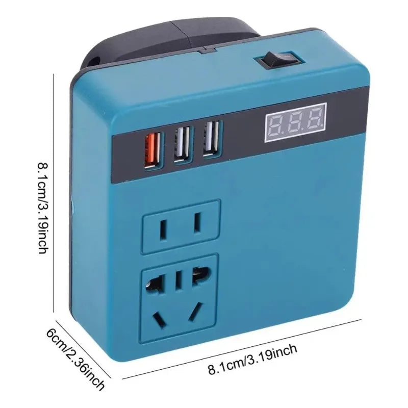 120W Lithium Battery Inverter 3 USB Ports High Power Battery Inverter Multifunction DC 21V To 220V Inverter Adapter for Makita