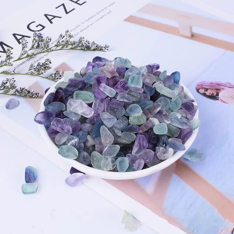 100g Amethyst/Colorful Fluorite/Botswana Agate Semi Tumbled Gemstone Mini Chips 5 - 8mm