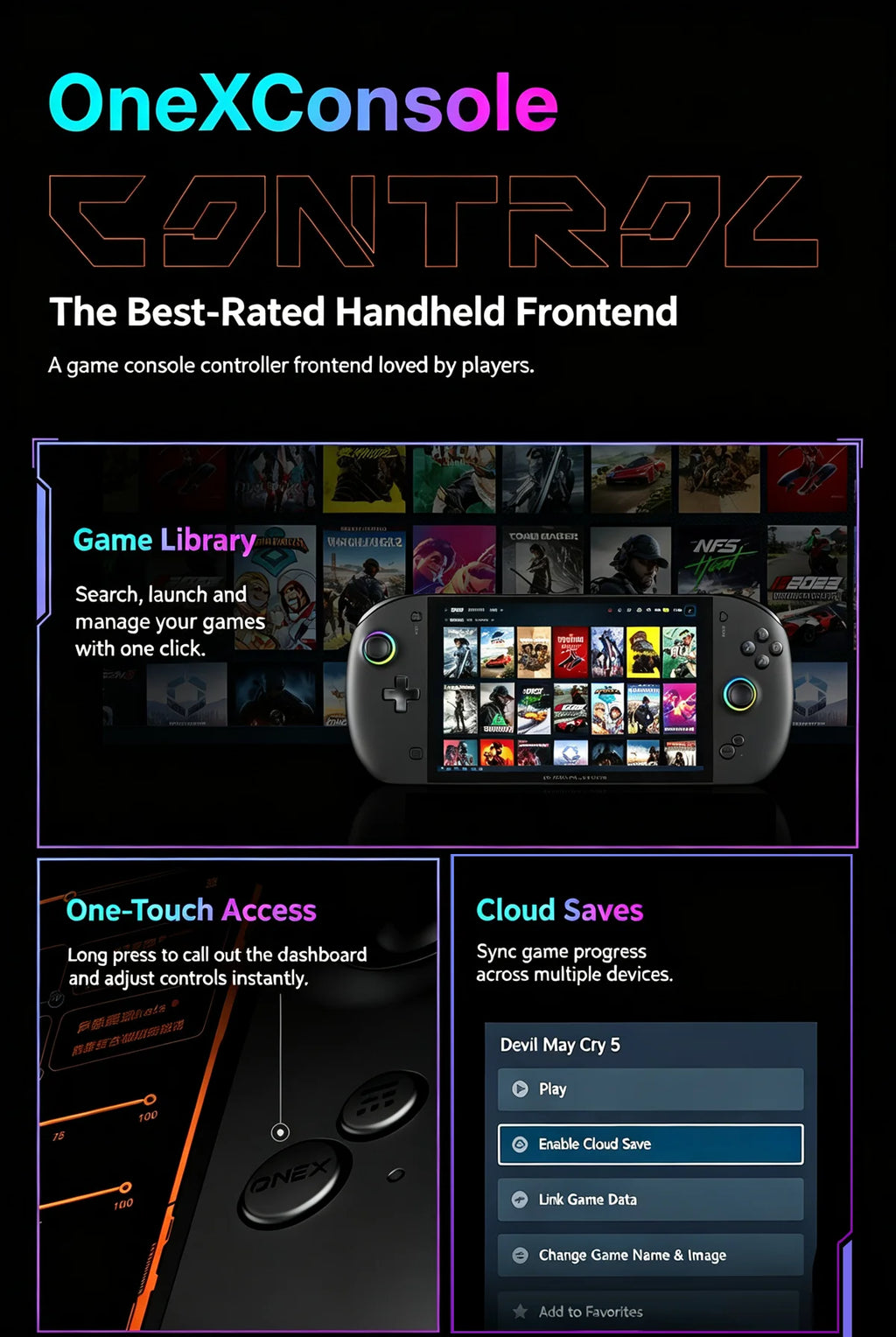 OneXPlayer APEX AIR Windows Handheld Game Console Intel Arc G3E 8" 120Hz VRR Screen 85Wh Swap Battery Dual SSD Cooling Gaming PC