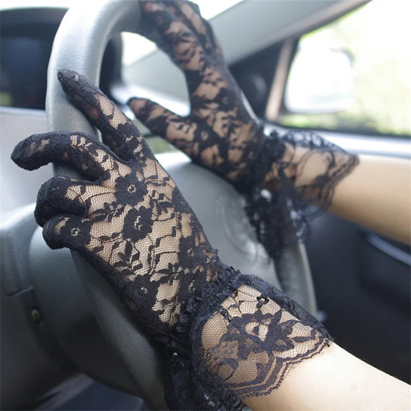 Sexy Lace Gloves Classic Black White Red Grey Skin Opera/Elbow/Wrist Stretch Satin Finger Long Gloves Flapper Gloves Matching