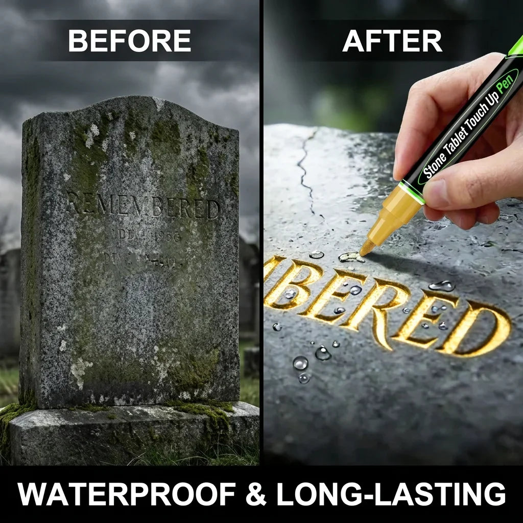 1PCS Professional Gold Tombstone Repair Pen 3mm Waterproof Metallic Inscription Marker Large Capacity Grave Stone Restoration