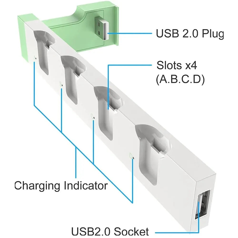 IPEGA PG-9186 Joycon Charging Dock Station for Switch&OLED - Charges Up To 4 Controllers, Compatible with Switch and OLED Model
