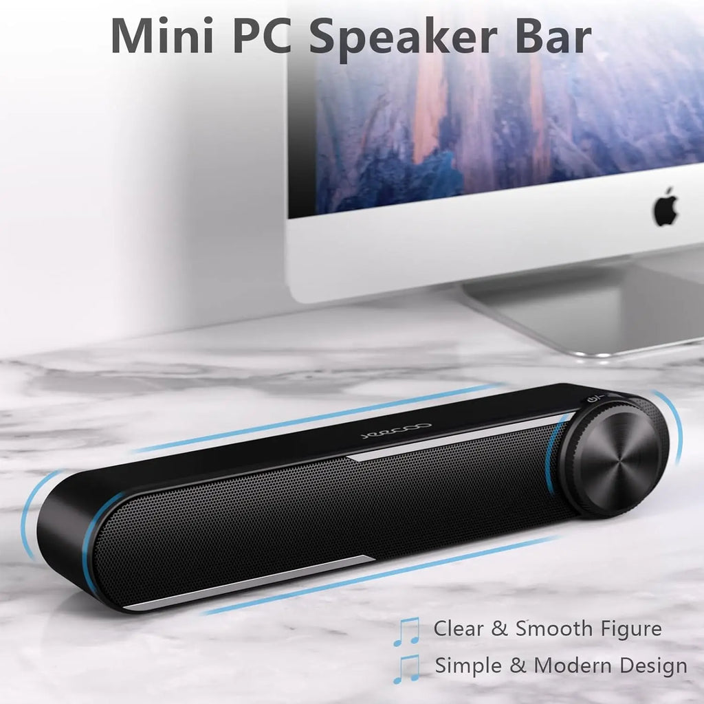 Jeecoo A30 Wired Computer Speakers PC Soundbar for Monitor USB-Powered w/3.5mm AUX,Big Volume Control - Laptop Tablet Compatible