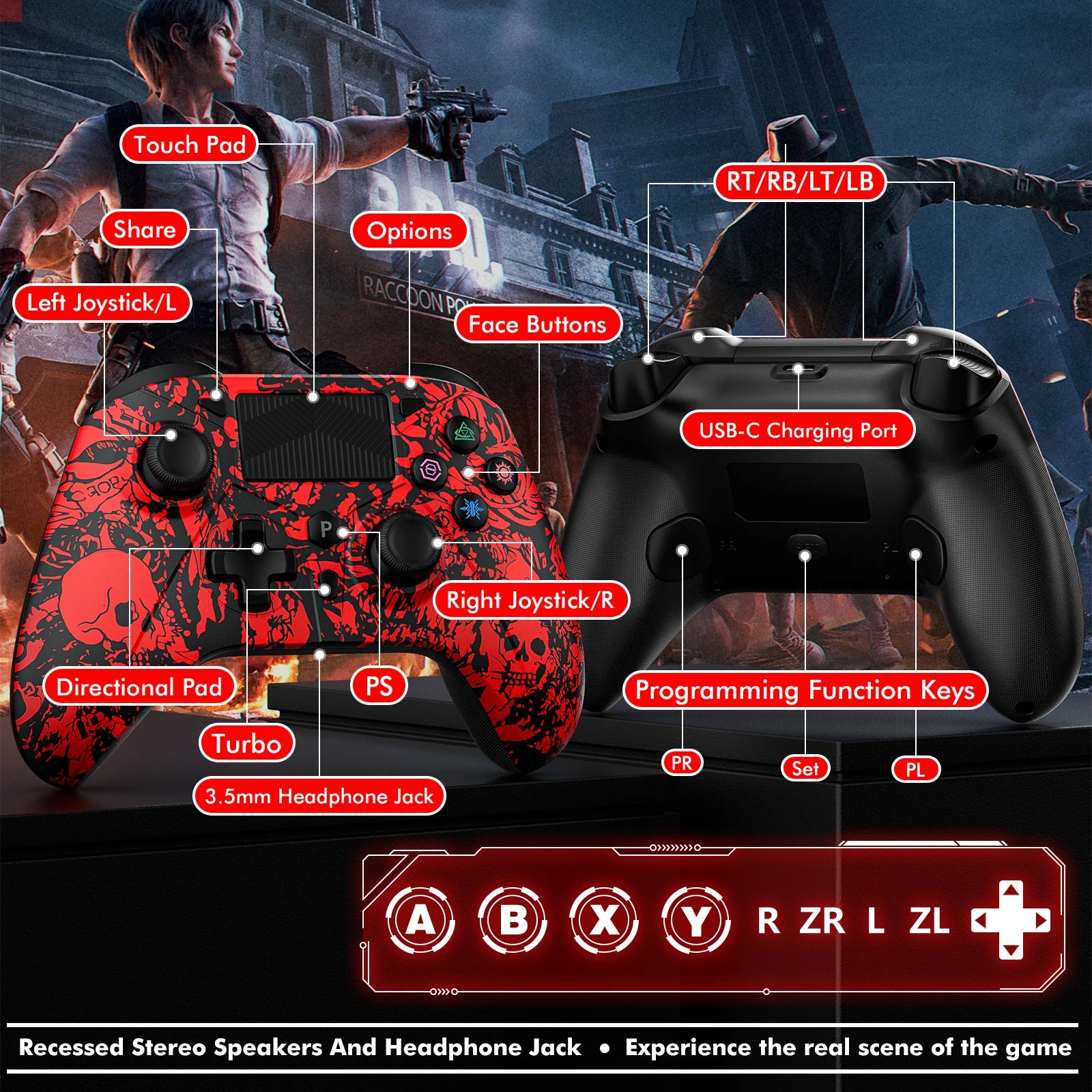 For PS4 Wireless Controller for PlayStation 4/3 Joystick Console for PS4/3 PC Android Support Bluetooth Six-Axis Dual Vibration