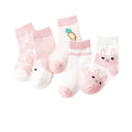 5 Pairs Cartoon Baby Socks Spring Autumn Stripe Dot Girls Boys Ankle Socks Soft Toddler Kids Short Socks