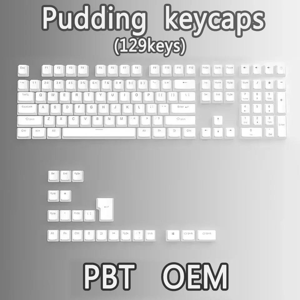 2025 PBT Pudding Keyboard Keycap OEM Profile 129 Keys Key Cap for Mx Hot Swap Mechanical Keyboard Switch Transparent RGB Keycaps