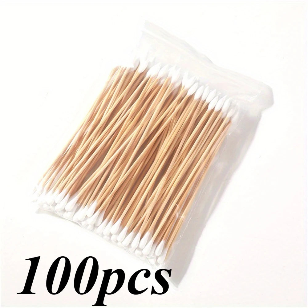 100/300/500pcs Double Pointed Cotton Swab Applicators - 6 Inch Long Cotton Swabs for Tattoo, Cleaning, Makeup & Ear Cleaning