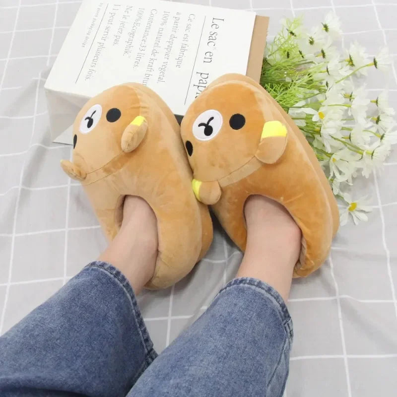 Luxury Winter Bear Cotton Ladies Slippers House Home Cartoon Cute Bear Home Indoor Couple Female Warm Indoor Slipper Casual