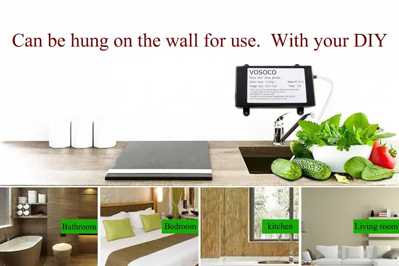 VOSOCO 1000mg Ozone Generator Ozonizer Water Air Purifier cleaner Fruit Vegetable Meat Clean Kitchen Toilet Deodorize 220V 110V