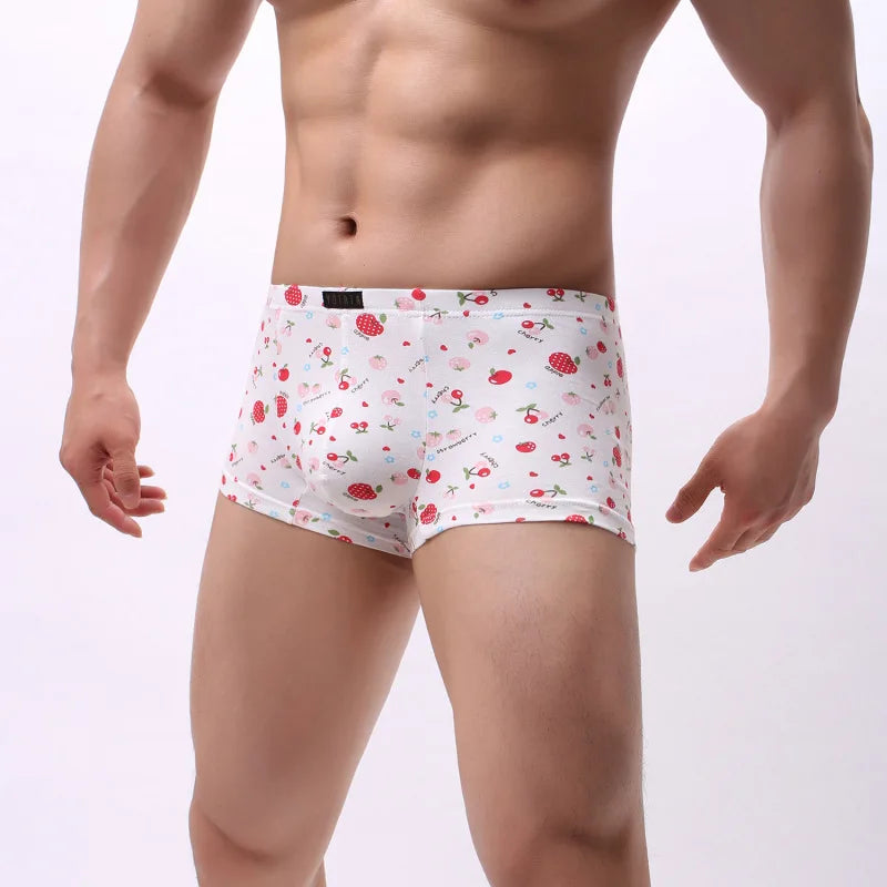 Cartoon Print Boxer Shorts Men Breathable 100% Cotton Funny Boxers Comic Style Men's Underwear Novelty Gift Underpants U Convex