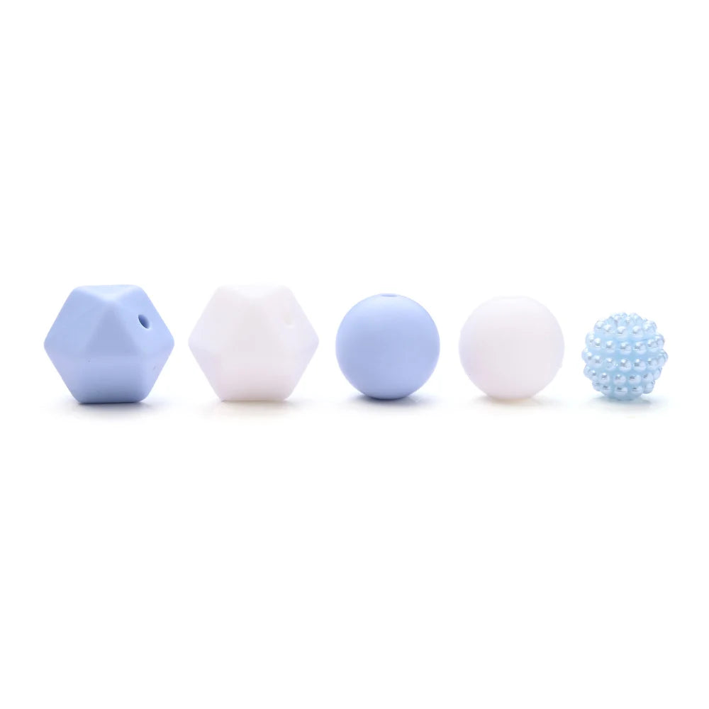 7Pcs Silicone Bead Set Soft Non Toxic Biteable Silicone Beads for Handmade Pacifier Chain Teeth Grinding Jewelry