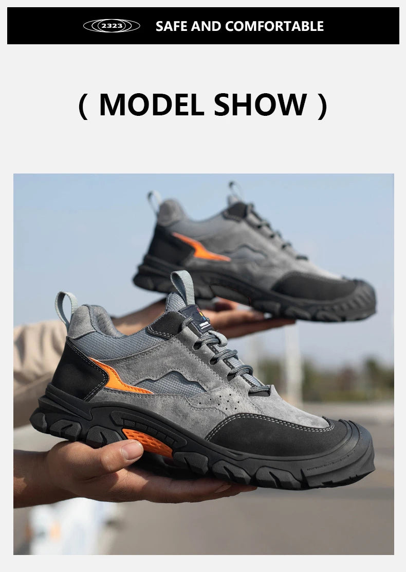 Men Safety Work Shoes Plastic Toe Safety Boots Fashion Lightweight Comfort Working Sneakers Anti-puncture Indestructible Shoes