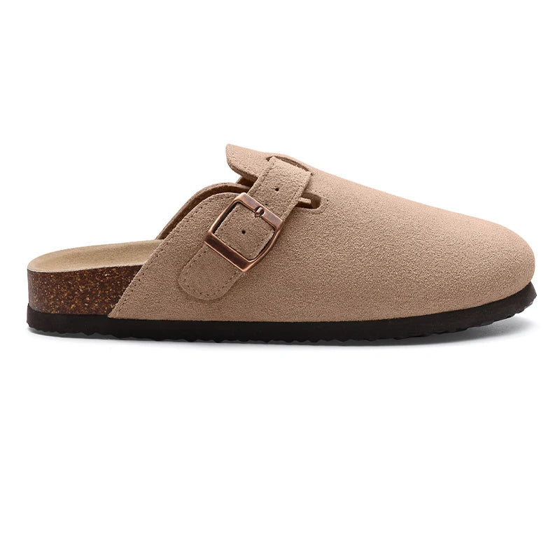 Kidmi Men's Cork Footbed Slide Sandal Slip On Sandals  Women Cork Sandals Nonslip Beach Sandals Female Adjustable Buckle Slides