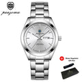 PAAZOMU Fashion Men's Quartz Watch Luminous Hands Date Week Stainless Steel Strap Waterproof Casual Wristwatch Quartz Men Watch