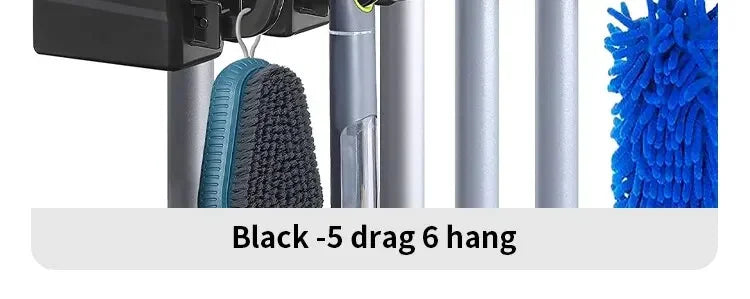 Wall Mounted Mop Holder 3/4/5 Position Multi-Functional Broom Pendant Shelf Home Kitchen Storage Black Magic Plastic Mop Holder