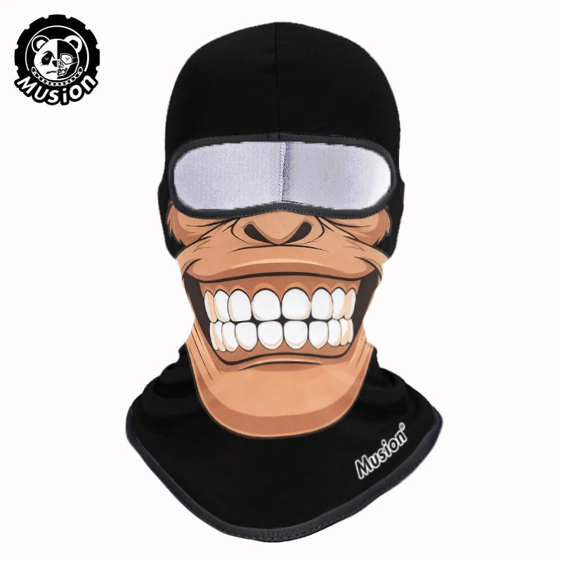 Musion Balaclava Helmet Liner Full Face Mask Skull Print Moto Topeng Muka Rider for Cycling and Riding Motorcycle