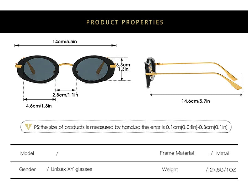 Fashion Small Oval Sunglasses Women Europe Popular Ins Cool Blogger Uv400 Sun Glasses Brand Designer