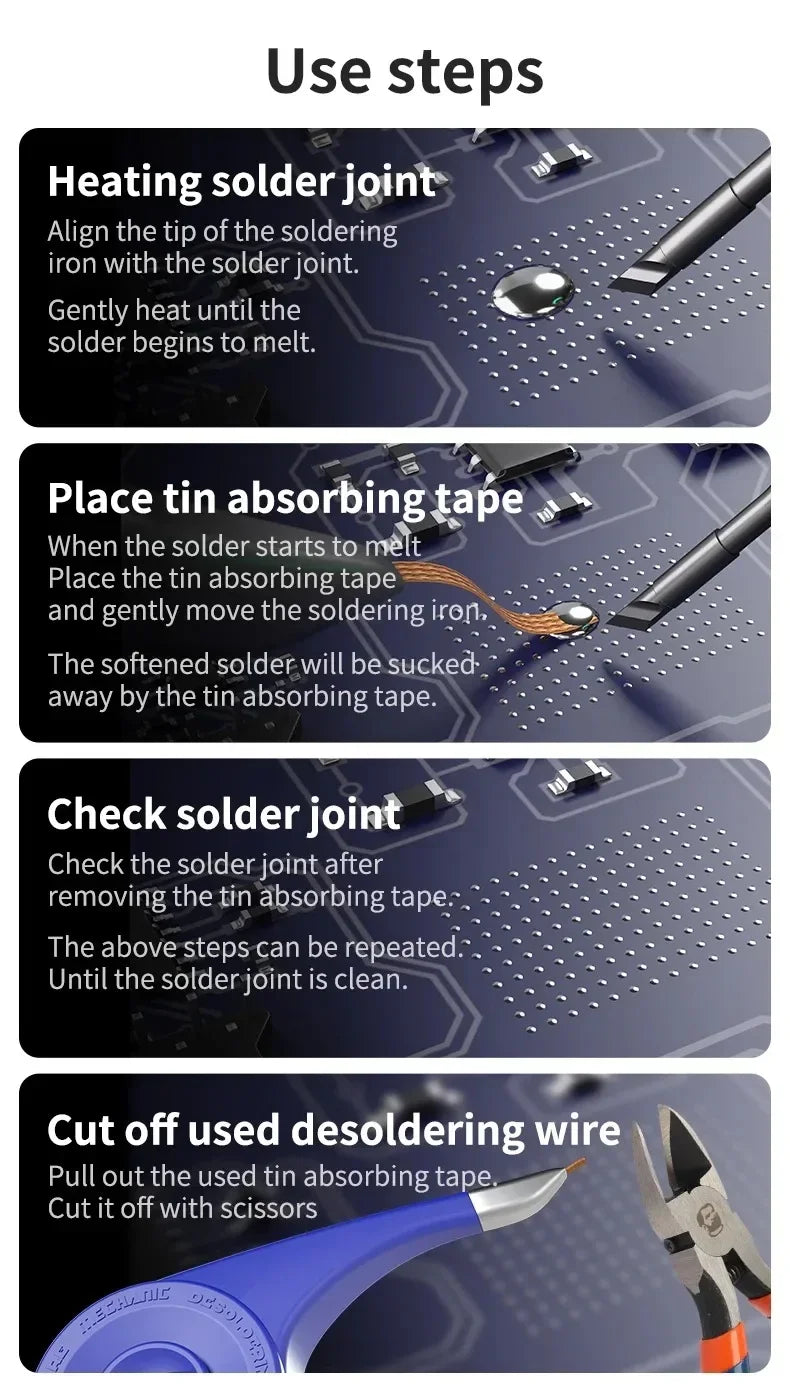Mechanic SR20 Desoldering Braid Welding Solder Remover Wick 1/1.5/2/2.5/3/3.5 Mm Accurate Sucker Braid for BGA Welding Repair