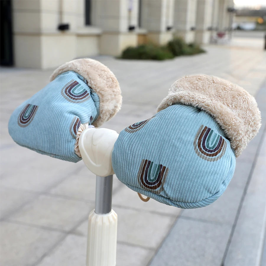 Windproof Infant Stroller Gloves Children's Outdoor Sports Mittens Cartoon Printed Hands Warmer Scooter Accessory for Winter