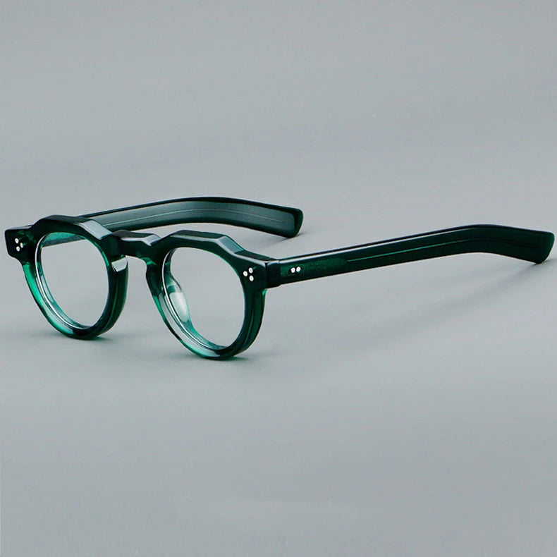 57171 Vintage Round Acetate Spectacles Frame Women Fashion Rivet Optical Transparent Eyeglass Men Trend Prescription Glasses