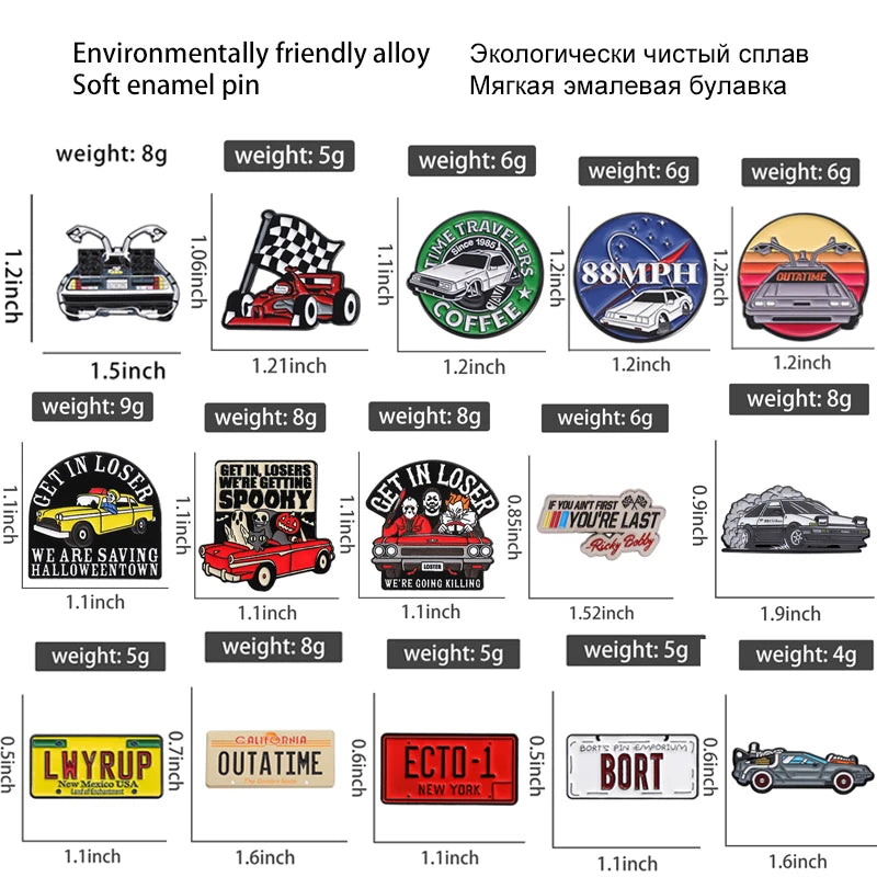 Cartoon Cool Sports Car Lapel Pin Science Fiction Film Badges Brooches For Clothing Cool Men Women Enamel Fashion Accessories